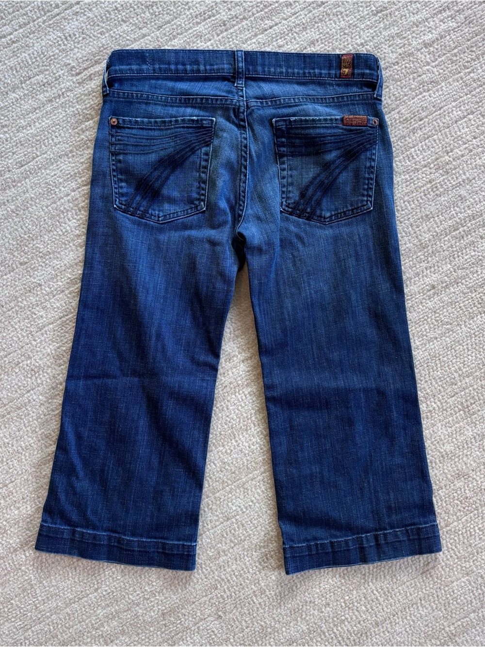 7 For All Mankind Dojo Crop Capri Dark Blue Cropped Denim Jeans